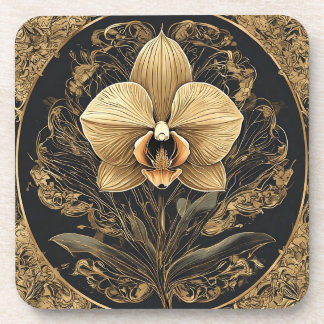 Elegant ontwerp met gouden orchidee bier onderzetter