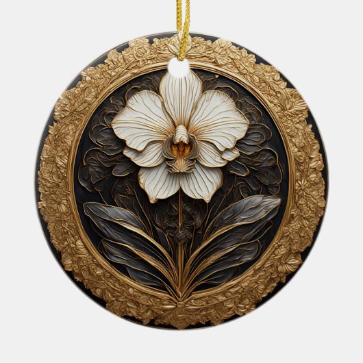 Elegant ontwerp met gouden orchidee keramisch ornament (Voorkant)
