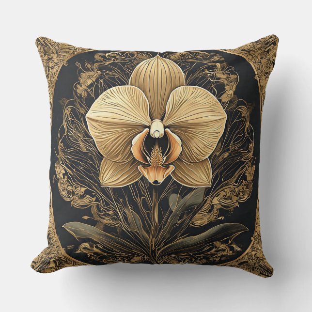 Elegant ontwerp met gouden orchidee kussen (Voorkant)