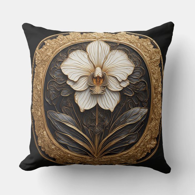 Elegant ontwerp met gouden orchidee kussen (Voorkant)