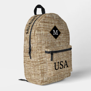 Elegant ontwerp op maat stijlvol Burlap Zwart Brui Bedrukte Rugzak