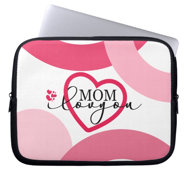 Elegant ontwerp Text Mam Ik Hou Van Jou Met Hart Laptop Sleeve (Voorkant)