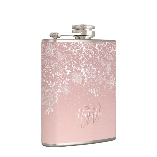 Elegant ontwerp van de witte kant florale en confe heupfles (Rechts)