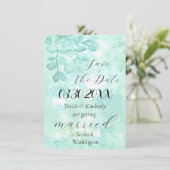 Elegant ontwerp van eucalyptus in zachte greens save the date (Staand voorkant)