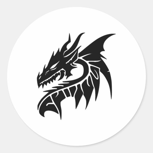 Elegant ontwerp van monochrome draken ronde sticker (Voorkant)