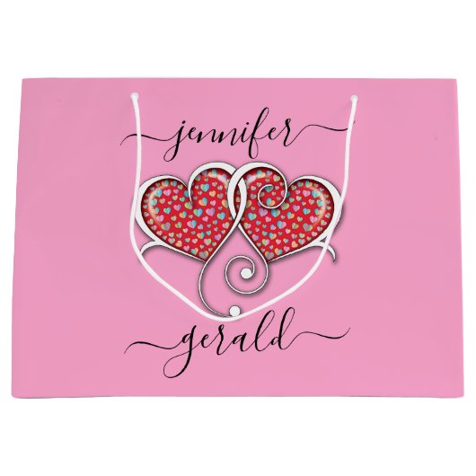 Elegant ontwerp van verstrengelde harten voor Vale Groot Cadeauzakje (Voorkant)