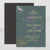 Elegant ontwerp voor florale en hartbruiloft kaart (Voorkant / Achterkant)