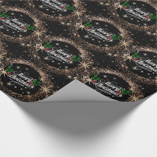 Elegant ontwerp voor zwarte en gouden kerst cadeaupapier (Hoek)
