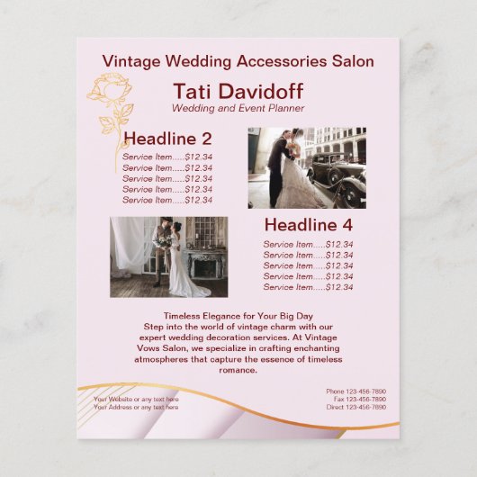 Elegant ontwerp Zachte kleuren Roze Goud Flyer (Achterkant)