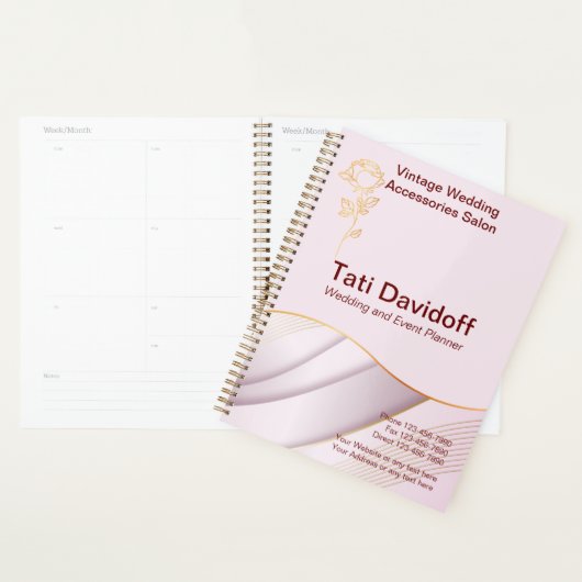 Elegant ontwerp Zachte kleuren Roze Goud Planner (Display)