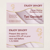 Elegant ontwerp Zachte kleuren Roze Goud Verwijzin Visitekaartje (Voorkant /achterkant)