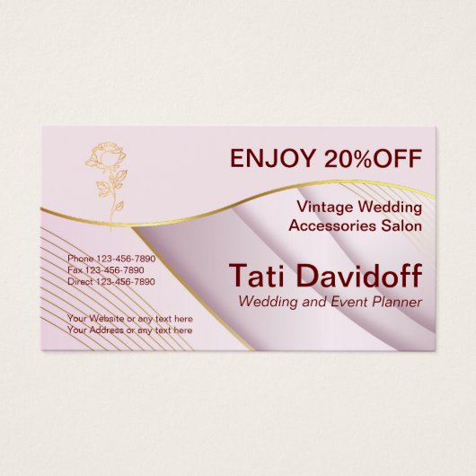 Elegant ontwerp Zachte kleuren Roze Goud Verwijzin Visitekaartje (Voorkant)