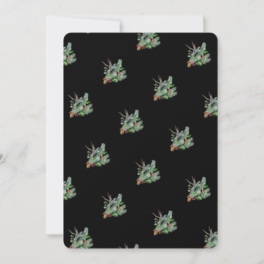 Elegant Onyx | Joy Peace Love | Zwart bewerkbaar Feestdagenkaart (Achterkant)