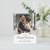 Elegant Onze 1e getrouwde kerst één foto Feestdagenkaart (Staand voorkant)