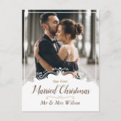 Elegant Onze 1e getrouwde kerst één foto Feestdagenkaart (Voorkant)