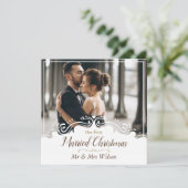 Elegant Onze 1e Kerst Mis Samen Eén Foto Feestdagenkaart (Staand voorkant)