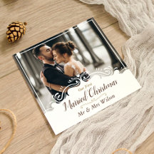 Elegant Onze 1e Kerstmis Getrouwd Eén Foto