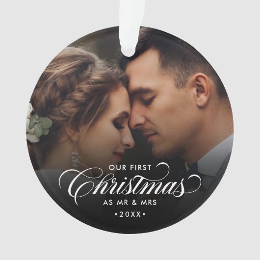 Elegant onze eerste kerst als meneer en mevrouw 2- ornament (voorkant)
