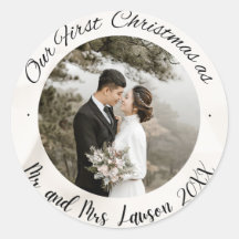 Elegant Onze Eerste Kerst bruiloft foto Sticker