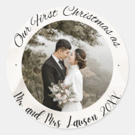 Elegant Onze Eerste Kerst bruiloft foto Sticker