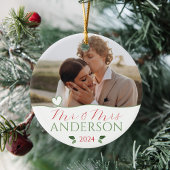 Elegant onze eerste kerst bruiloften getrouwde fot keramisch ornament