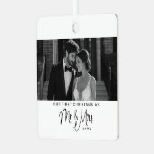 Elegant onze eerste kerst meneer en mevrouw foto metalen ornament (Voorkant links)