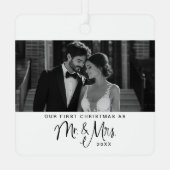Elegant onze eerste kerst meneer en mevrouw foto metalen ornament (Achterkant)