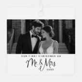 Elegant onze eerste kerst meneer en mevrouw foto metalen ornament (Voorkant)