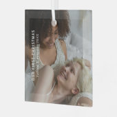 Elegant onze eerste kerstfoto glas ornament (Voorkant links)