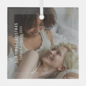 Elegant onze eerste kerstfoto glas ornament (Voorkant)