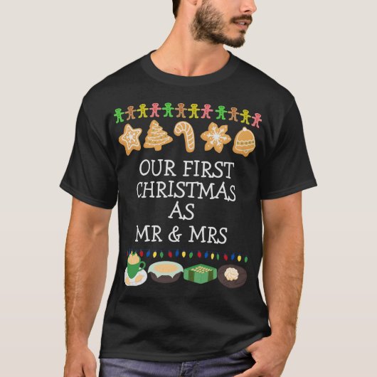 Elegant Onze Eerste Kerstmis als Mr en Mrs Couples T-shirt (Voorkant)