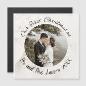 Elegant Onze Eerste Kerstmis bruiloft foto Magneet (Voorkant / Achterkant)