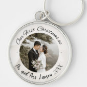 Elegant Onze eerste kersttrouwfoto Sleutelhanger (Voorkant)