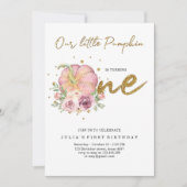 Elegant onze kleine pompoen eerste verjaardag kaart (Voorkant)