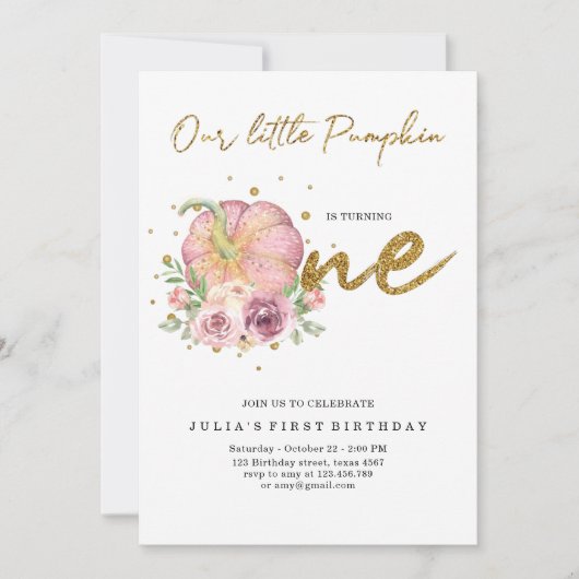 Elegant onze kleine pompoen eerste verjaardag kaart (Voorkant)