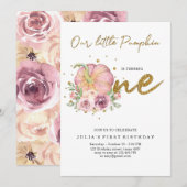 Elegant onze kleine pompoen eerste verjaardag kaart (Voorkant / Achterkant)