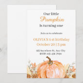 Elegant onze kleine pompoen verjaardag uitnodiging (Voorkant / Achterkant)