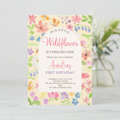 Elegant onze kleine wilde bloem meisje eerste verj kaart (Staand voorkant)