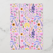 Elegant onze kleine wilde bloemenmeisjes eerste ve folie uitnodiging (Achterkant)