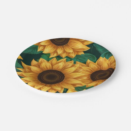 Elegant "Onze kleine zonnebloem" Modern Baby showe Papieren Bordje (Gekanteld)