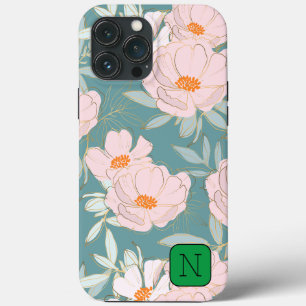 Elegant oog vangend design Initiaal Blue floral Case-Mate iPhone Case