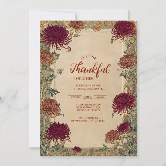 Elegant Oogst Bloemen Viering Kaart (Voorkant)