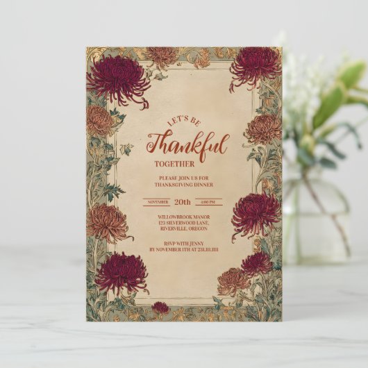 Elegant Oogst Bloemen Viering Kaart (Staand voorkant)