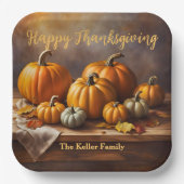 Elegant Oogst Pompoen Thanksgiving Diner Papieren Bordje (Voorkant)