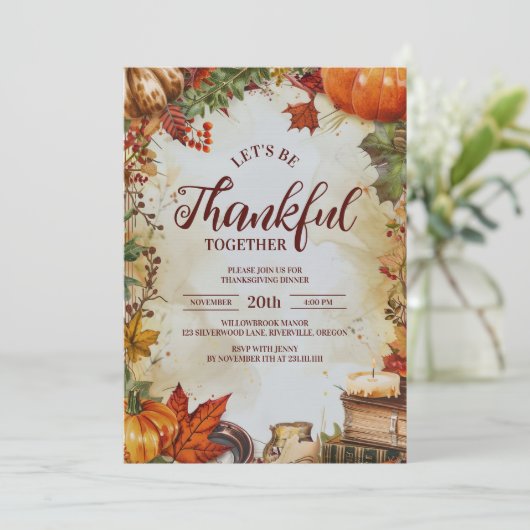 Elegant Oogsttafel Thanksgiving Diner Kaart (Staand voorkant)