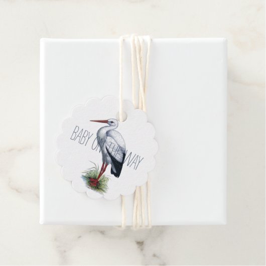 Elegant Ooievaar Baby shower Gift Bedankjes Labels (In situ)