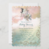 Elegant  ooievaars Baby shower Kaart (Achterkant)