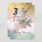 Elegant  ooievaars Baby shower Kaart (Voorkant / Achterkant)