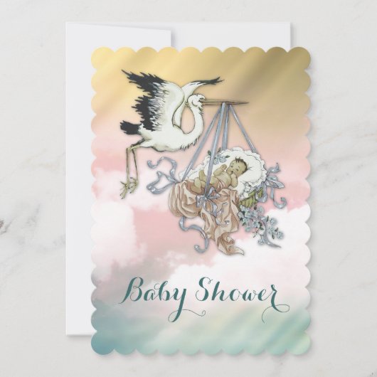 Elegant  ooievaars Baby shower Kaart (Voorkant)
