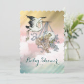 Elegant  ooievaars Baby shower Kaart (Staand voorkant)